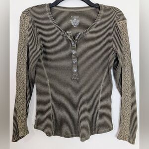 London Style Olive Striped Women's Top